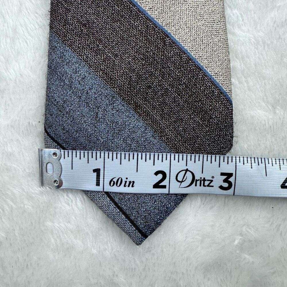 Paco Rabanne Paris Men's Neckties‎ Bundle of 2 Blue And Brown Stripes Vintage - Picture 7 of 7